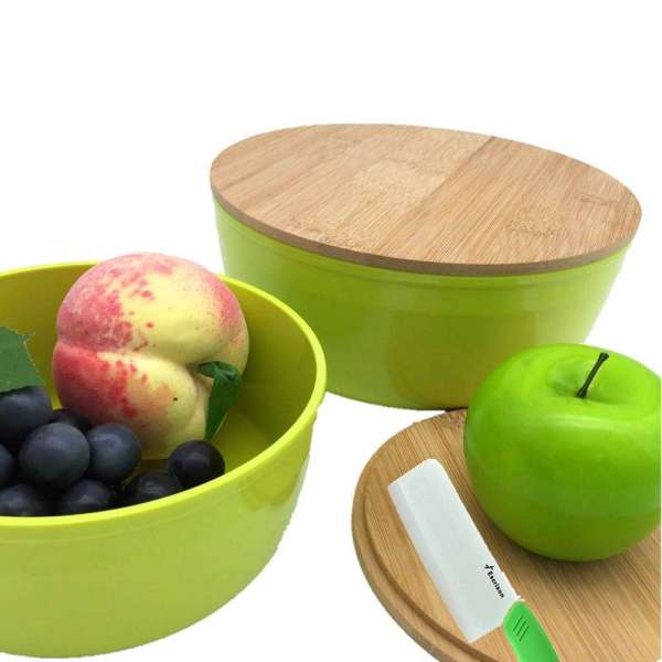 Sample Free Melamine Salad Bowl with Wooden Lid